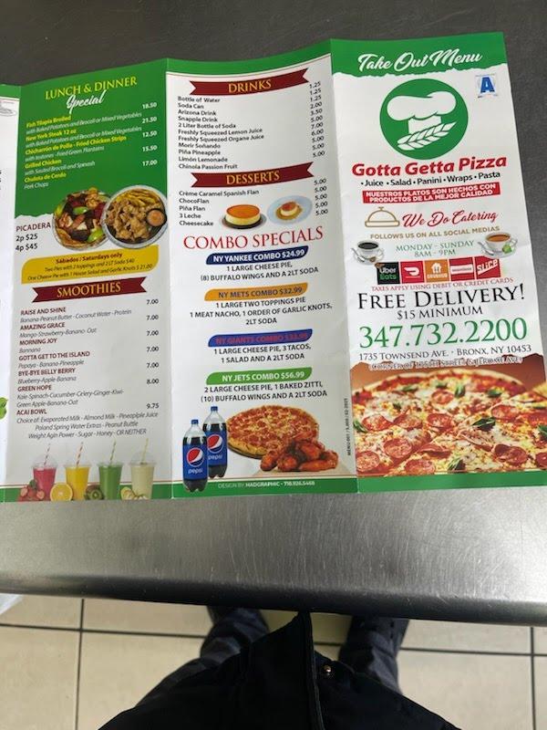 Gotta Getta Pizza Menu image 1